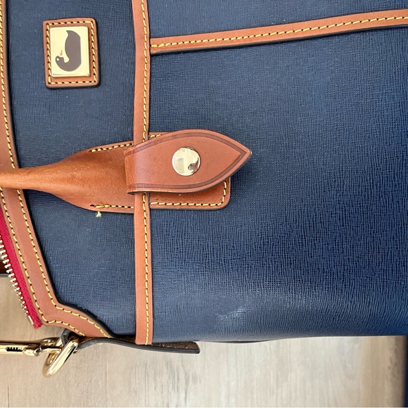 Dooney & Bourke navy blue and brown leather Satchel - Picture 13 of 13